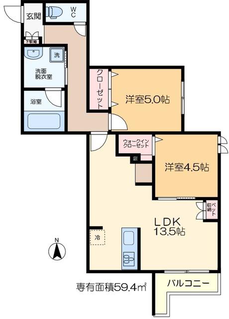 プレミアメゾン(2LDK/1階)の間取り写真