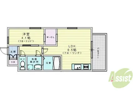 レジディア新大阪(1LDK/12階)の間取り写真