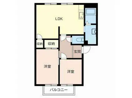 ディアスA・B(2LDK/2階)の間取り写真