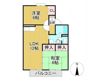 コーポ築揚(2LDK/2階)の間取り写真