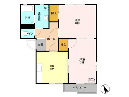 エレガンスコーポヤマニA(2DK/2階)の間取り写真