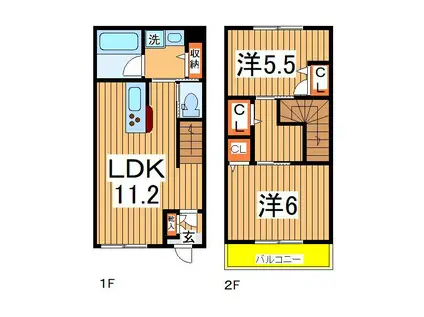 VILLA DE GRACEA棟(2LDK/1階)の間取り写真