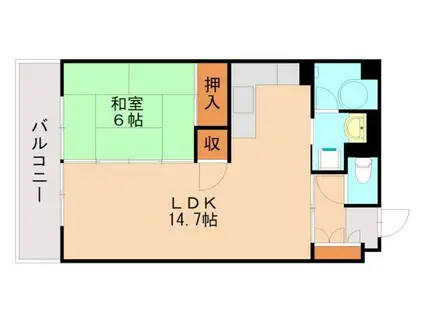 ハイム寺塚(1LDK/6階)の間取り写真