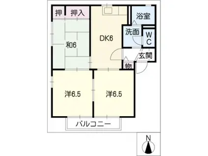 河合アパートA(3DK/2階)の間取り写真