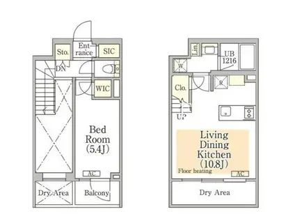 イプセ神楽坂(1LDK/1階)の間取り写真