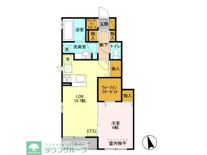 リヴェールB(1LDK/1階)の間取り写真