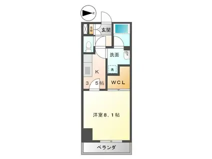 ハイトピア四日市(1K/3階)の間取り写真