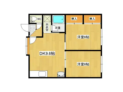 レジデンスFK(2DK/2階)の間取り写真