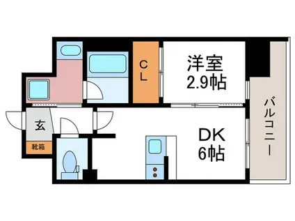 ゼフィランサス西大路(1DK/3階)の間取り写真