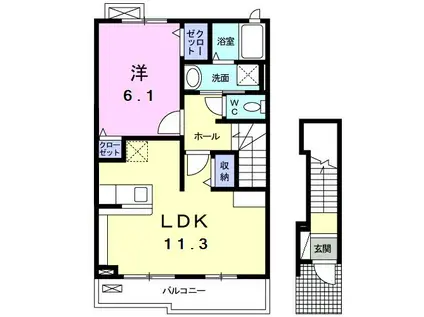 サニー・フォレスト(1LDK/2階)の間取り写真