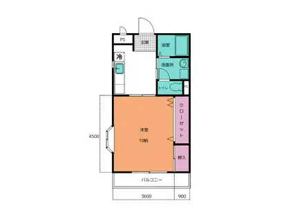 メゾン・ド・フルールIII(1K/2階)の間取り写真