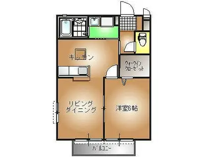 カンタービレA(1LDK/1階)の間取り写真