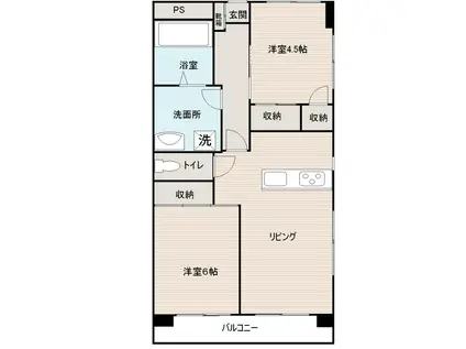 青山ハイツ(2LDK/1階)の間取り写真