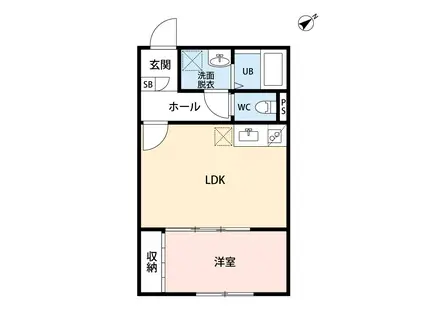 PEAKS FUNABASHI(1LDK/1階)の間取り写真