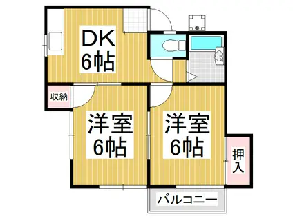 コスモパレス(2DK/1階)の間取り写真