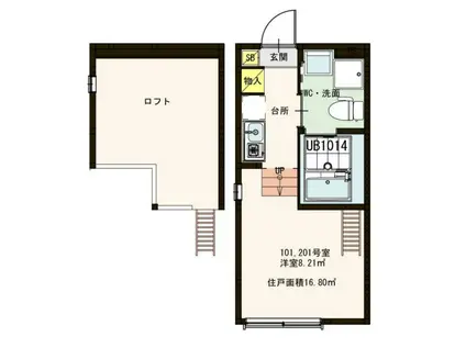 ディアコート梅島(ワンルーム/2階)の間取り写真