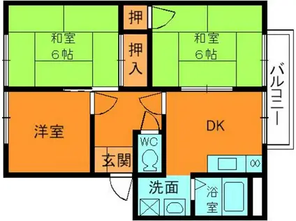 コスモス結崎B(3DK/2階)の間取り写真