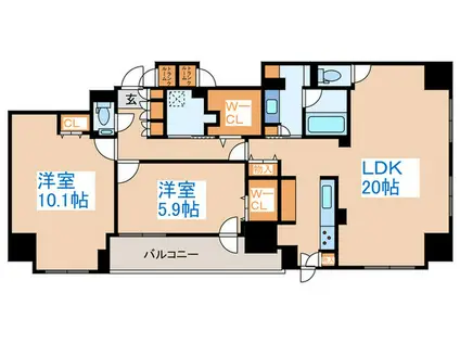 クリオ札幌大通(2LDK/12階)の間取り写真