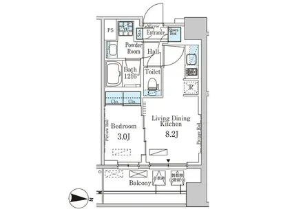 パークアクシス神楽坂・早稲田通(1LDK/12階)の間取り写真