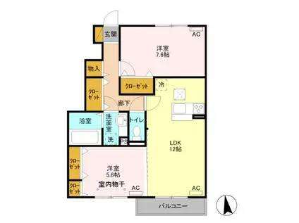 クロシェットメゾンII(2LDK/1階)の間取り写真