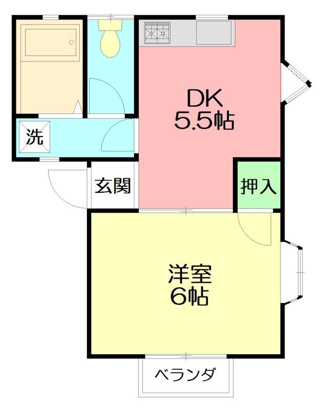 エスポアール伊勢原(1DK/1階)の間取り写真