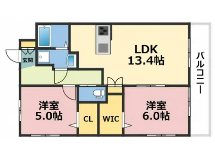 ジュフレールプレミア(2LDK/2階)の間取り写真