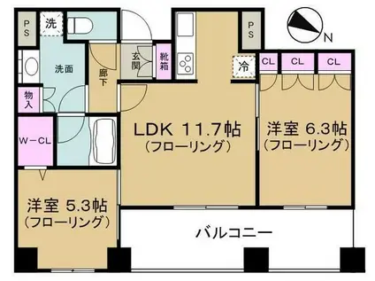 パークタワー池袋イーストプレイス(2LDK/22階)の間取り写真
