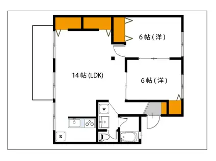 シャンポール東川原(2LDK/1階)の間取り写真