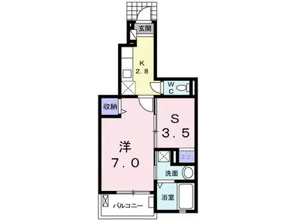 プラティーク リヴ(1SK/1階)の間取り写真
