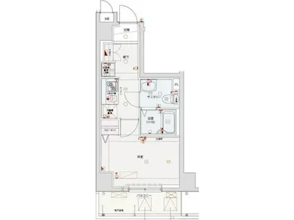 GENOVIA板橋本町GREEN WALL(1K/6階)の間取り写真