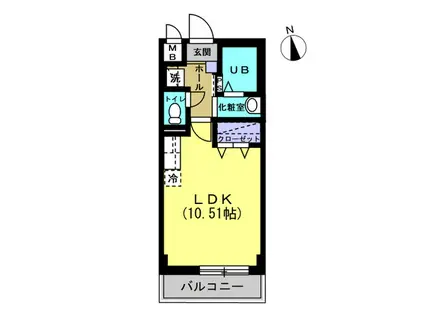 クオーレ連坊(ワンルーム/1階)の間取り写真