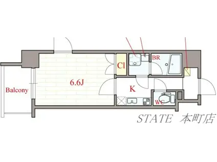 MONOLITH(1K/8階)の間取り写真