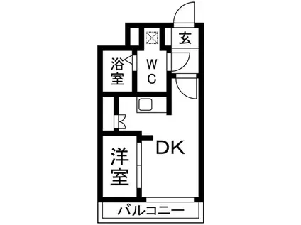 アスコット八幡(1DK/1階)の間取り写真