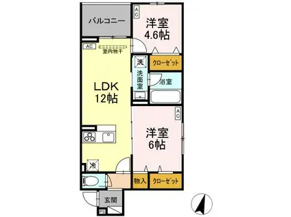 ASSET-COURT八坂(2LDK/2階)の間取り写真