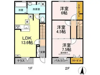 CORTILE Y(3LDK/1階)の間取り写真