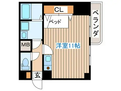 ベルビュー支倉(ワンルーム/12階)の間取り写真