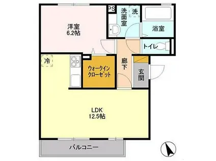 マルシェみどりの(1LDK/3階)の間取り写真