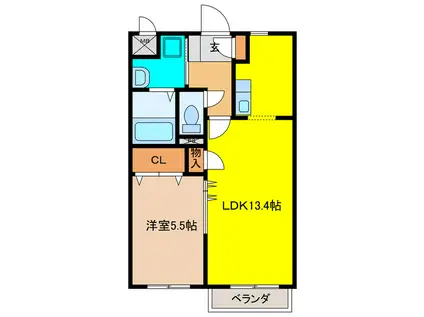 ルミエールハイツ(1LDK/1階)の間取り写真