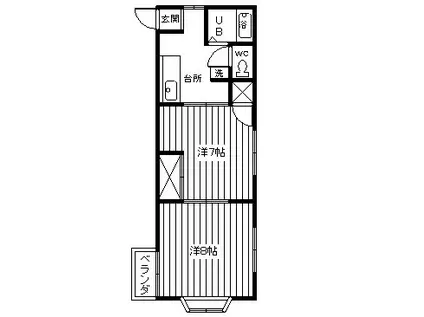 ランドパレスアミティエ(2K/2階)の間取り写真