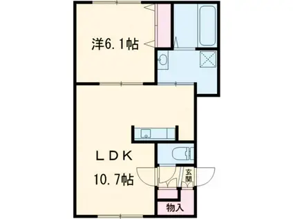 LANA A棟(1LDK/1階)の間取り写真