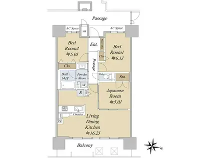 パデシオン大久保 ザ・マスターレジデンス(3LDK/9階)の間取り写真