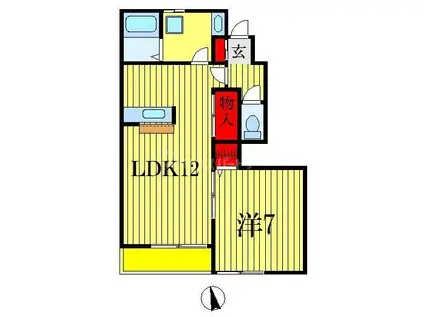 ブリーズ東海神 A棟(1LDK/1階)の間取り写真