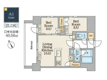 GARDEN XAVIS南蒲田(2LDK/6階)の間取り写真