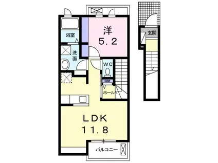 FINE ART 琵琶橋(1LDK/2階)の間取り写真