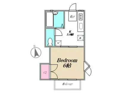 M-ステージ1(1K/2階)の間取り写真