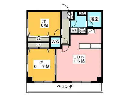 グランルージュ小金井(2LDK/2階)の間取り写真