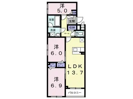 セレーシア北小岩(3LDK/2階)の間取り写真