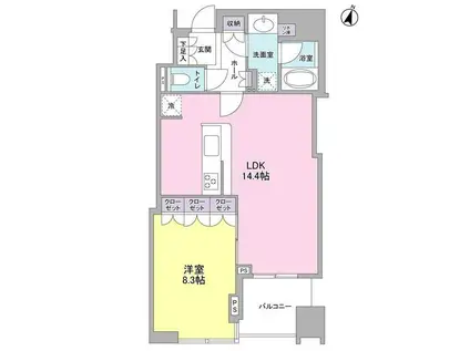 大崎ウエストシティタワーズ(1LDK/5階)の間取り写真