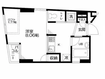 華姿ビル(1K/2階)の間取り写真