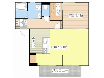リバティーコート(1LDK/2階)の間取り写真